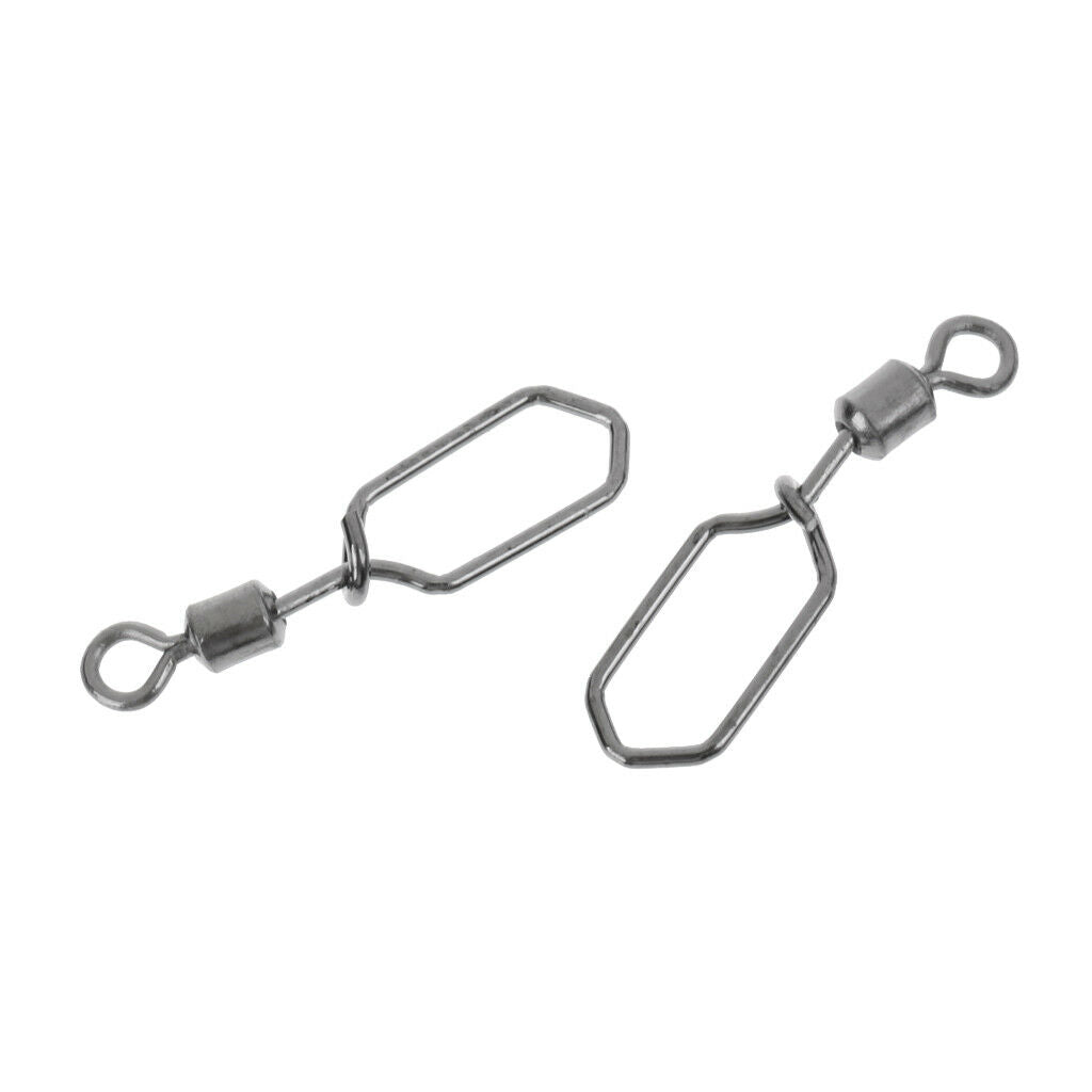 50Pcs Fishing Rolling Swivels with Square Snap Fishing Tackle Connector 10#