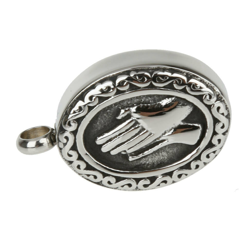 Stainless Oval hand in hand Cremation Keepsake Memorial Ash Pendant Locket