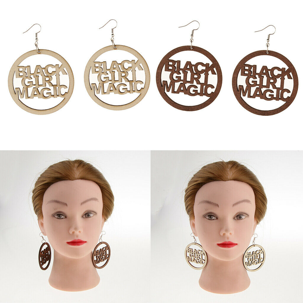 2 Pairs Wood Girls Drop Dangle Earrings