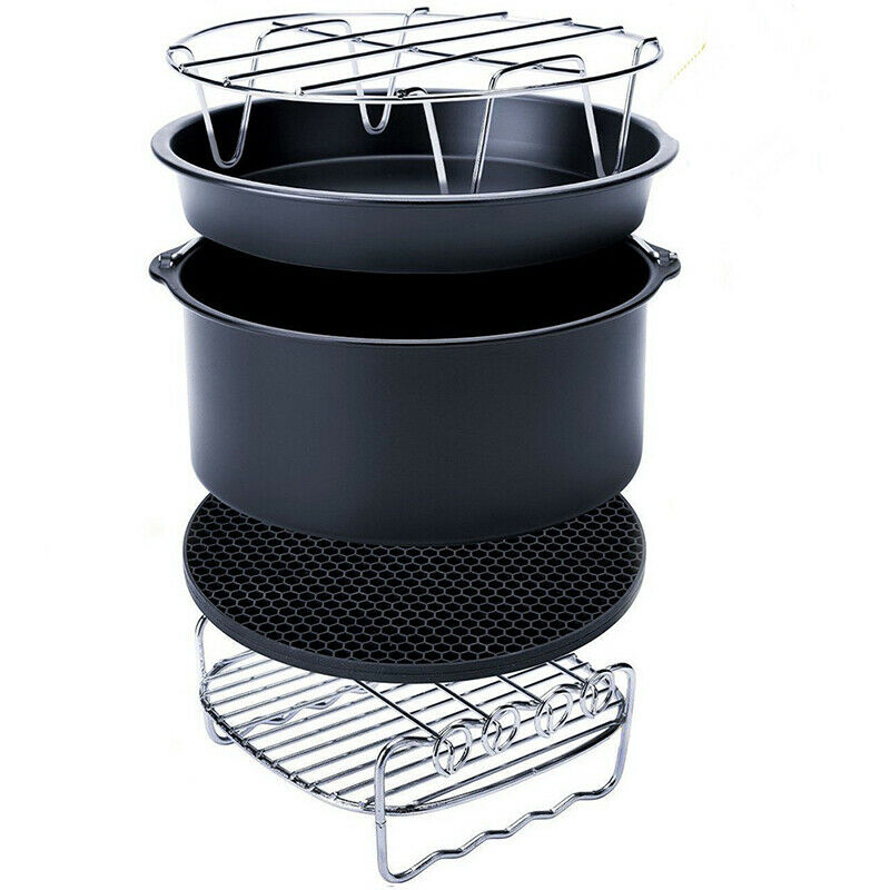 12 Pcs 7'' Air Fryer Accessories Set Pizza BBQ Pan Chips Roast Baking 5.3-5.BDA