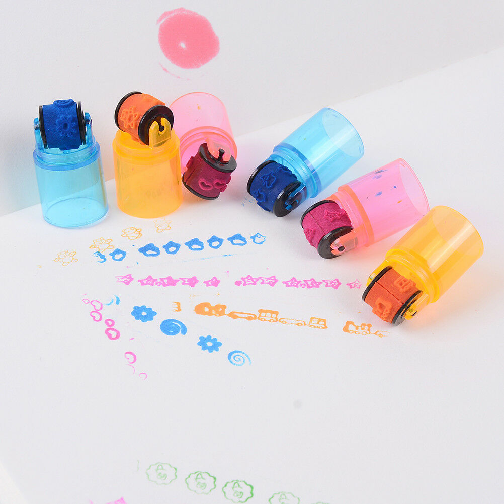 6 Pcs/set combination pens shape stamps sets inkpad stamp school supplycra.l8