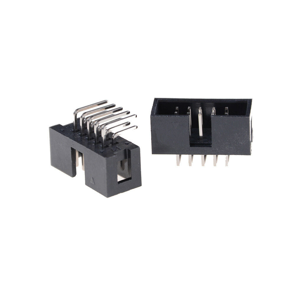 10PCS DC3-10P 2.54mm 2x5 Pin Right Angle Male Shrouded header IDC Socket JCA Kt