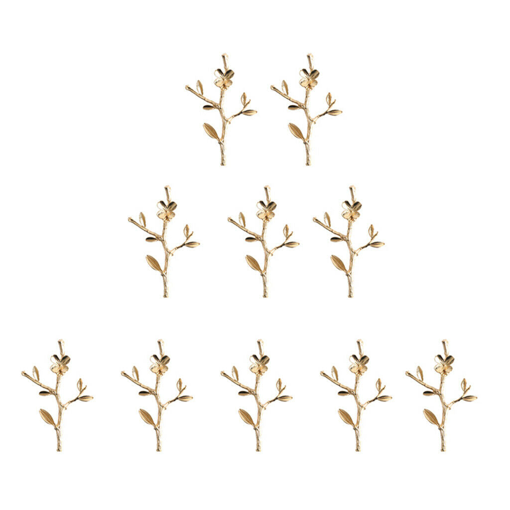 Pack of 10 Pieces Golden Alloy Flower Brooches Accessory DIY Wedding Decoration