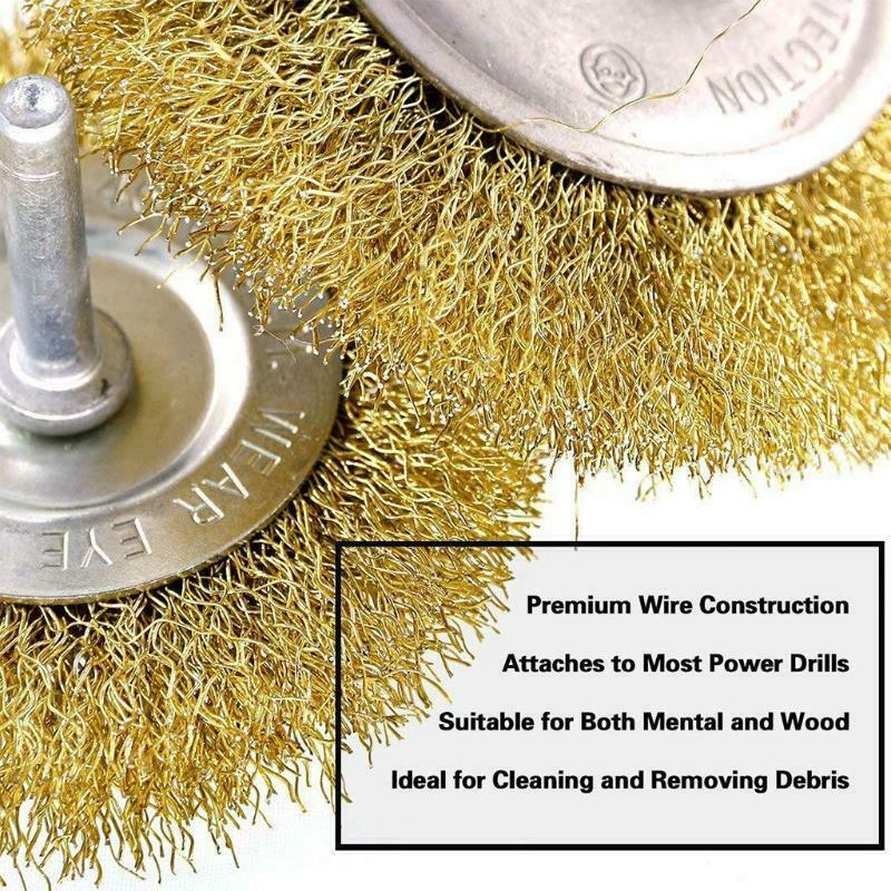 9pcs Wire Brush for Drill Carbon Steel Crimped Wire Wheel for Cleaning Rust