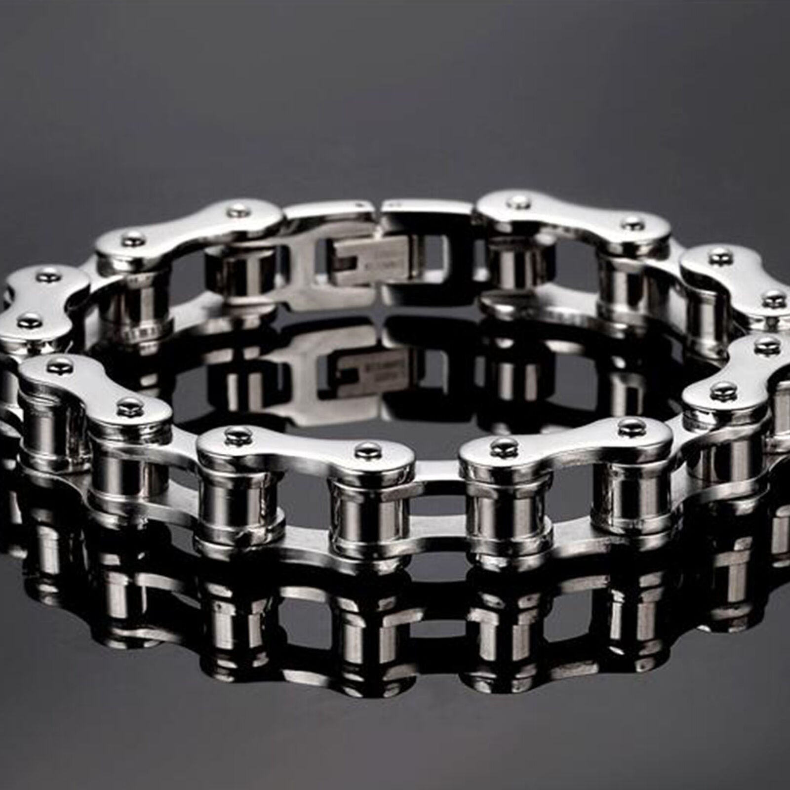 Heavy Duty Men Biker Motorcycle 316L Stainless Steel Chain Bracelet Bangle