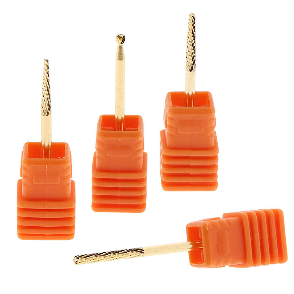 4Pcs 4 Styles Carbide Nail Drill Bits 10 Grit Sizes Grinding Heads for Nail UV