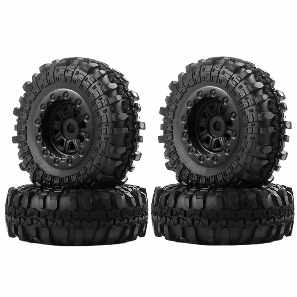 4x Wheel Rims and Tires for Axial SCX24 RC Crawler Car Accessories Black