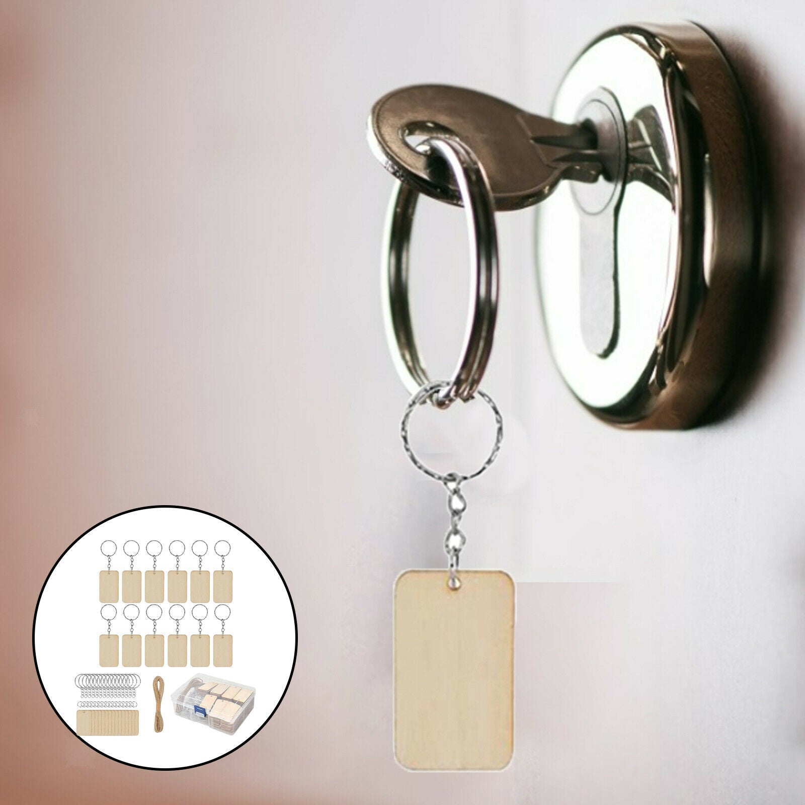 241 PCS Wooden Blank Tags Blank Keychain Set DIY Crafts Keychain Decoration