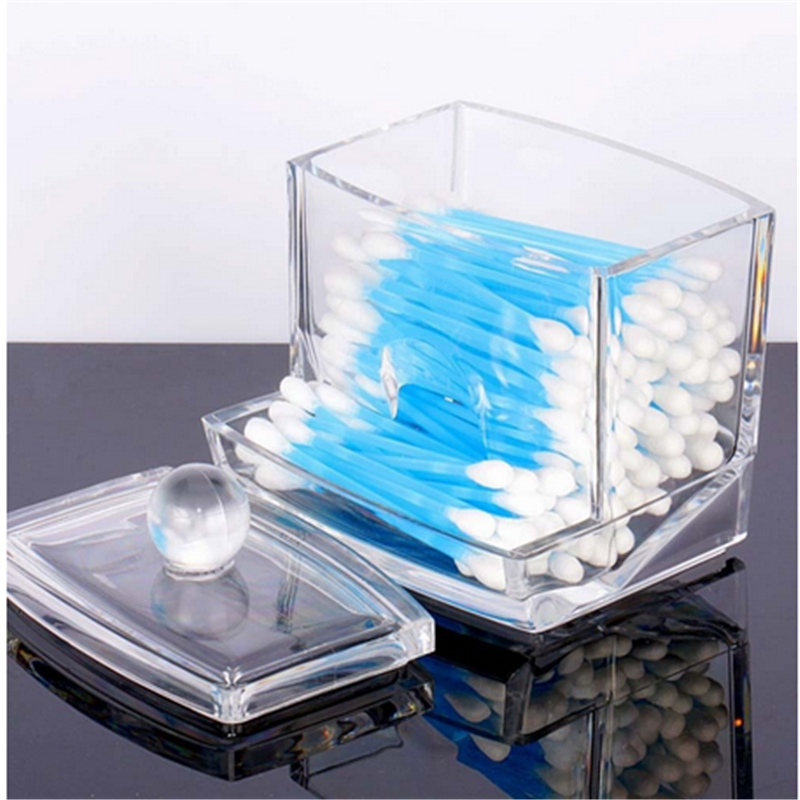 Useful Clear Acrylic Q-tip Storage Cotton Swab Holder Box Cosmetic Organizer