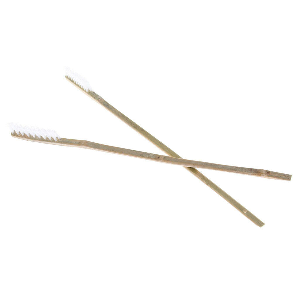 2 Pcs Wooden Long Handle Parrot Bird Cage Cleaning Brush