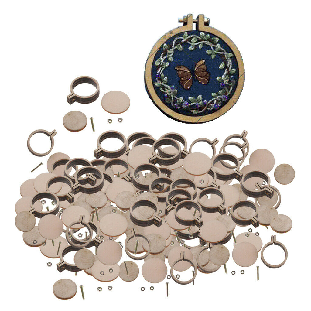 70Pcs Mini Wooden Embroidery Hoop Frames Embroidery Hoop Sewing Crafts 20mm
