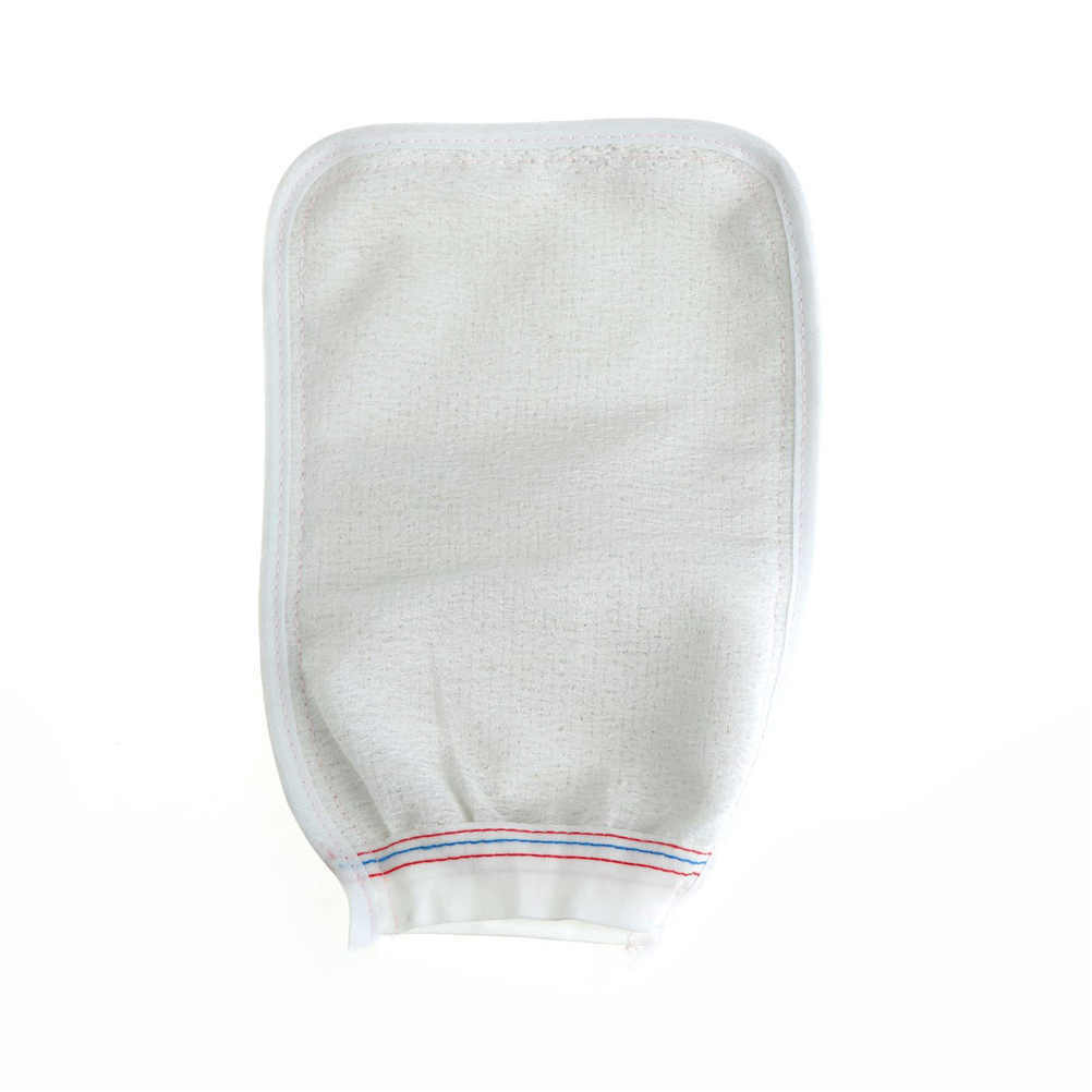 Fine Two-sided Bath Glove Tape Back Brush Scrub Gloves Body Towel Sponge Wash DD