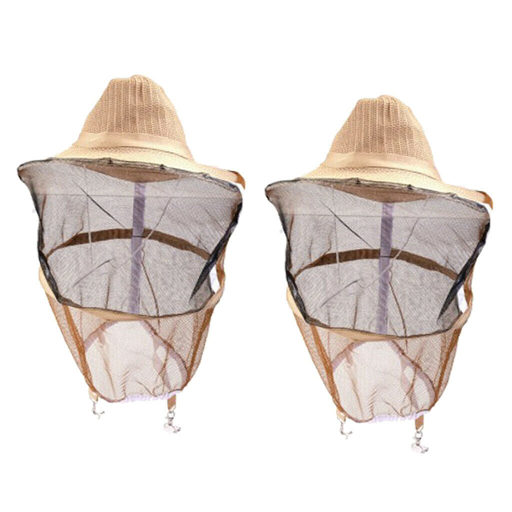 2pcs / Set Cowboy Nylon Beekeeping Veil Breathable Beekeeper Hat For