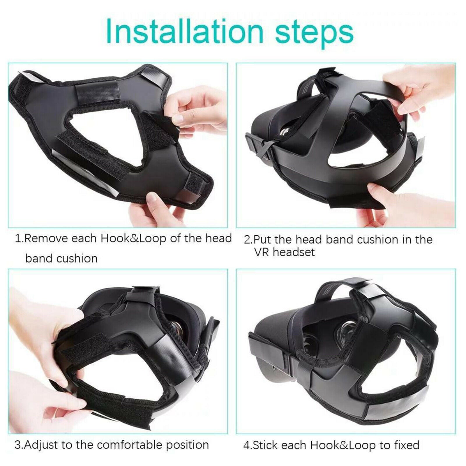 Easy Install Head Strap Pad Cushion Headband Fixing for   Quest2 Blue