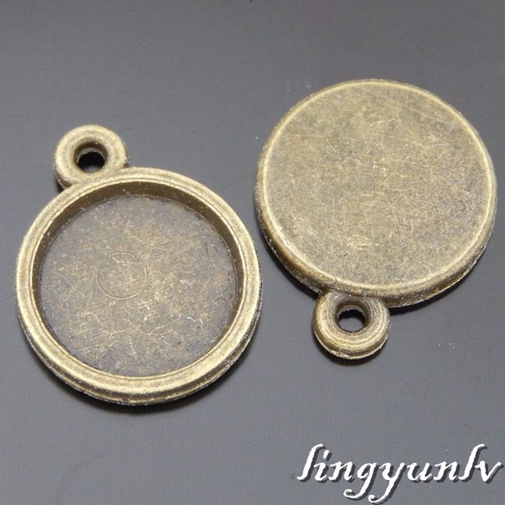 20 pcs Antiqued Bronze Alloy Base 12mm Blank Bezel Frame Earring Pendant Charm