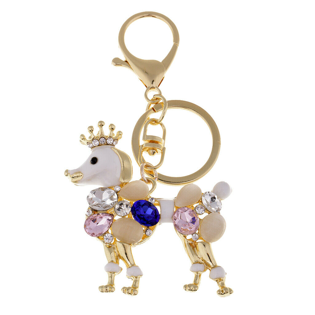 Fashion Acrylic Rhinestone Crown Royal Dog Pendant Handbag Key Chain Decors