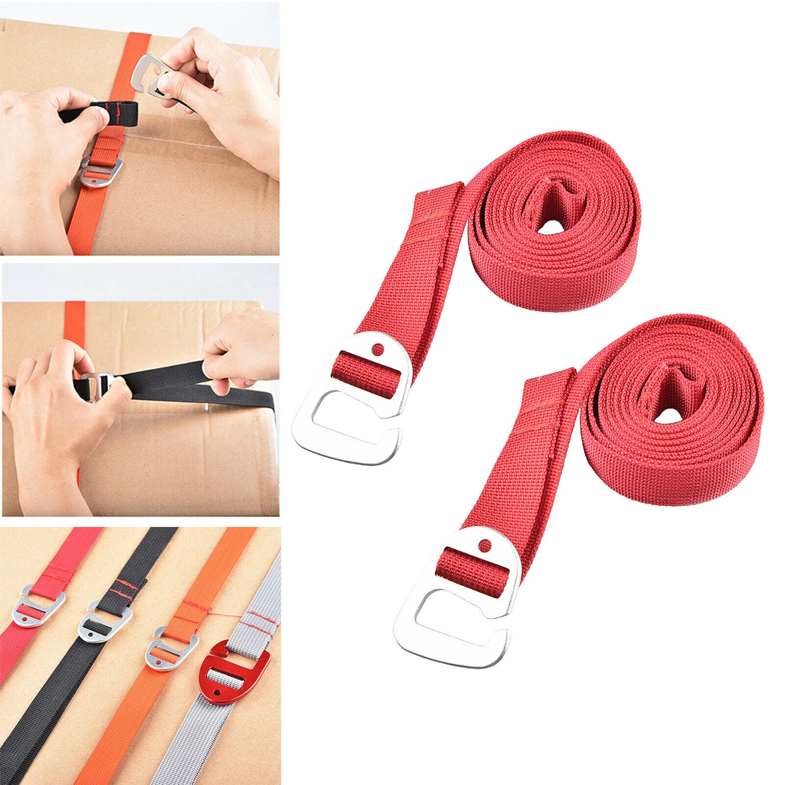 Heavy Luggage Strap with Hook Suitcase Safe Tie Belt Flat Bungee Cord 1m,Red