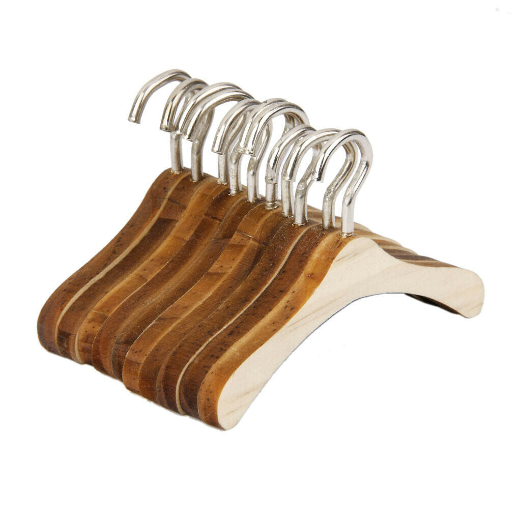 20pcs Classic Wooden Clothes Hangers Fit For 1/6 BJD SD  Bedroom Ornament