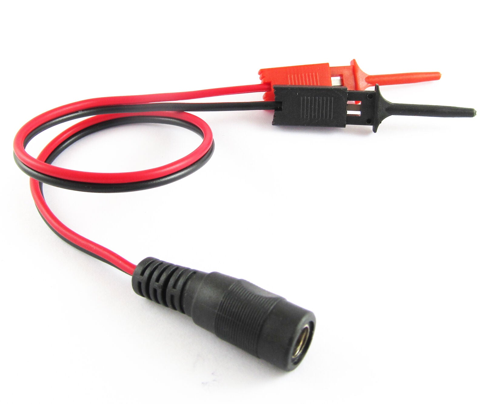 50sets Small Flat Test Hook to 2.1x5.5mm DC Female Jack DC Power Cable 30CM/1Ft