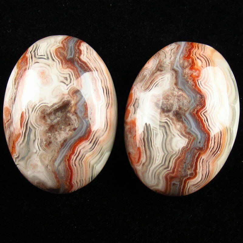 6Pcs 25x18mm 30.6g Mexico Crazy Lace Agate Oval Cab Cabochon
