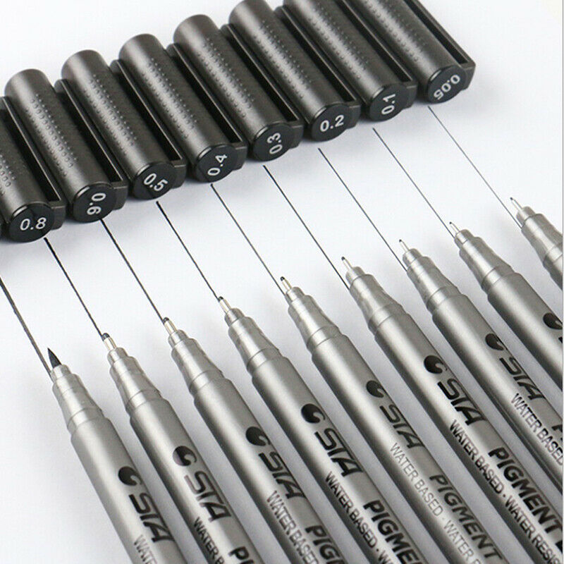 9PC Fine Liner Pens Superior Needle Art Drawing Set Signature Drawing Ink Br TL