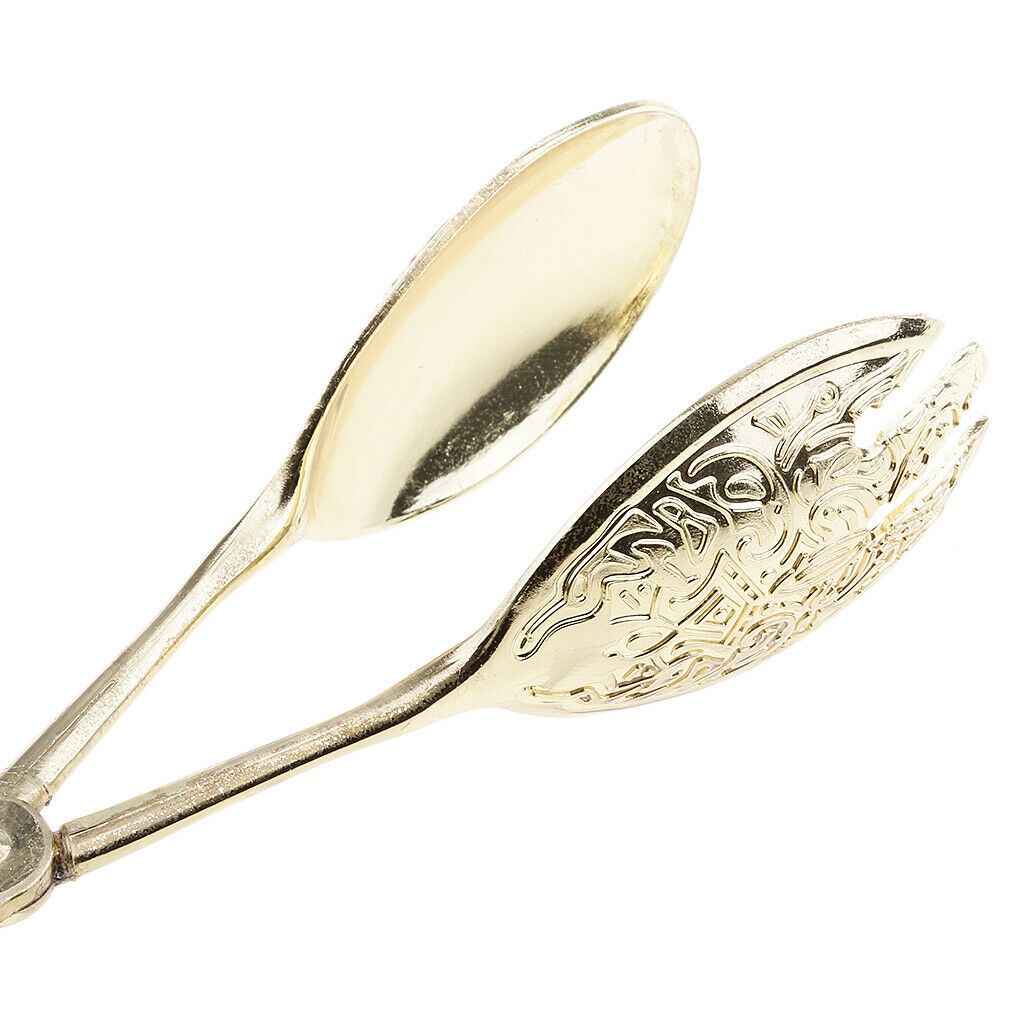 Metal Cake Pizza Bread Tong Clip Kitchen Serving Clamp Golden 8.6 inch