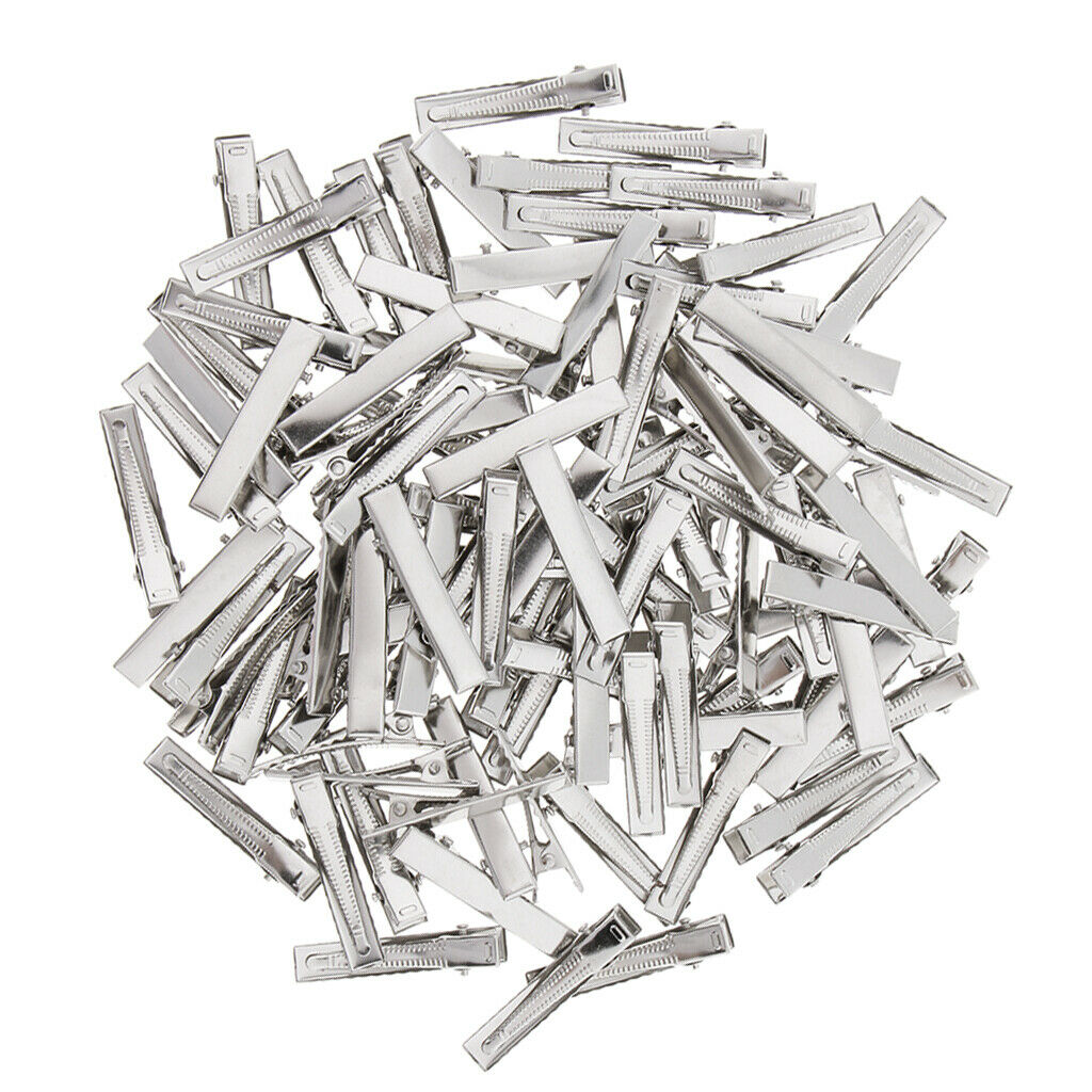 50 xSingle Prong Alligator Hair Clip Bow DIY Blank Hairpin Girls Duckbill Clips