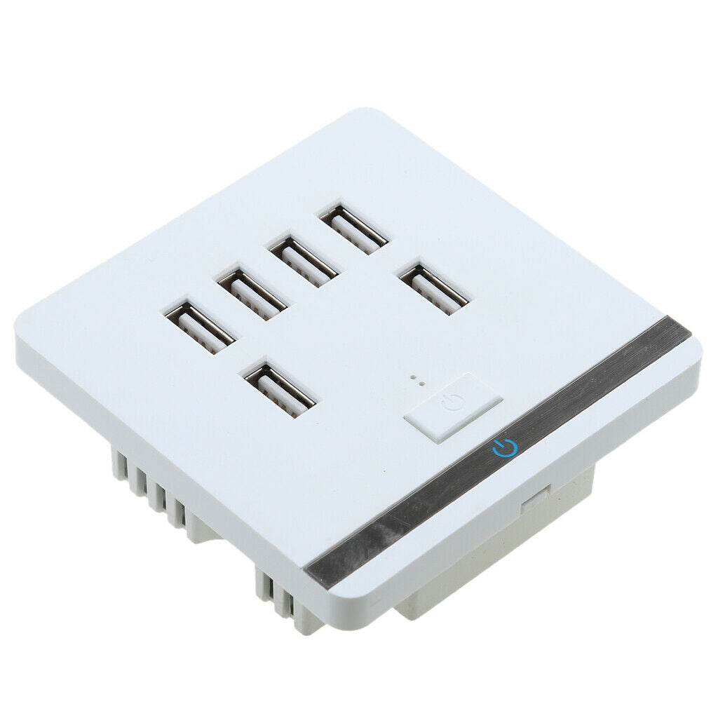 USB Wall Charger Outlet Power Socket Plate Panels Switch 3.4A 6 Port