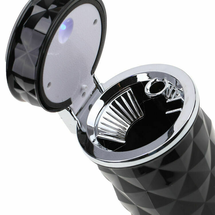 Car Truck LED Cigarette Smoke Ashtray Ash Tray Cylinder Holder Cup Lid