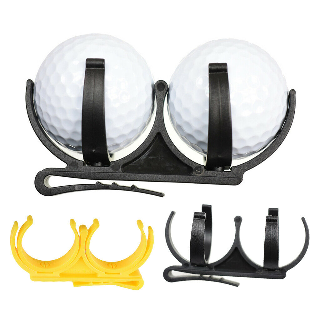 2 Packs Black+Yellow Golf Ball Holder Clip Belt Clamp Golf Ball Organizer