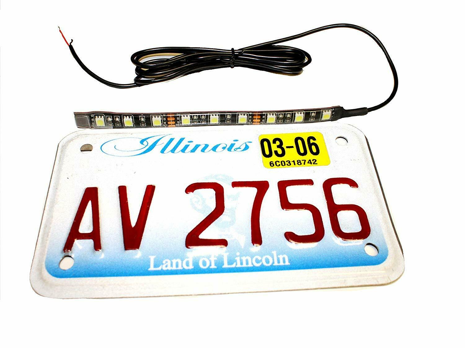 LED License Plate Strip 12v White Light Waterproof Motorcycle Flush Clear Bright