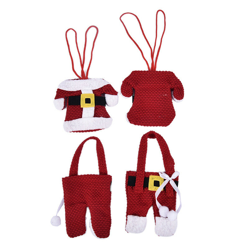 6x Santa Suit Christmas Cutlery holder tableware Silverware bag Decoratio.l8