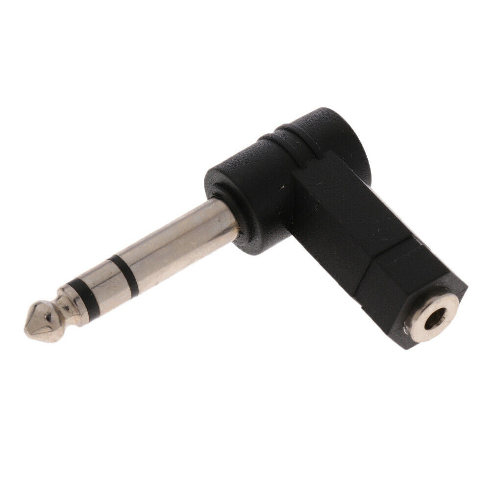 6.35mm 1/4" Plug to 3.5mm 1/8" Jack Right Angle 90° MIC Headset Audio Video
