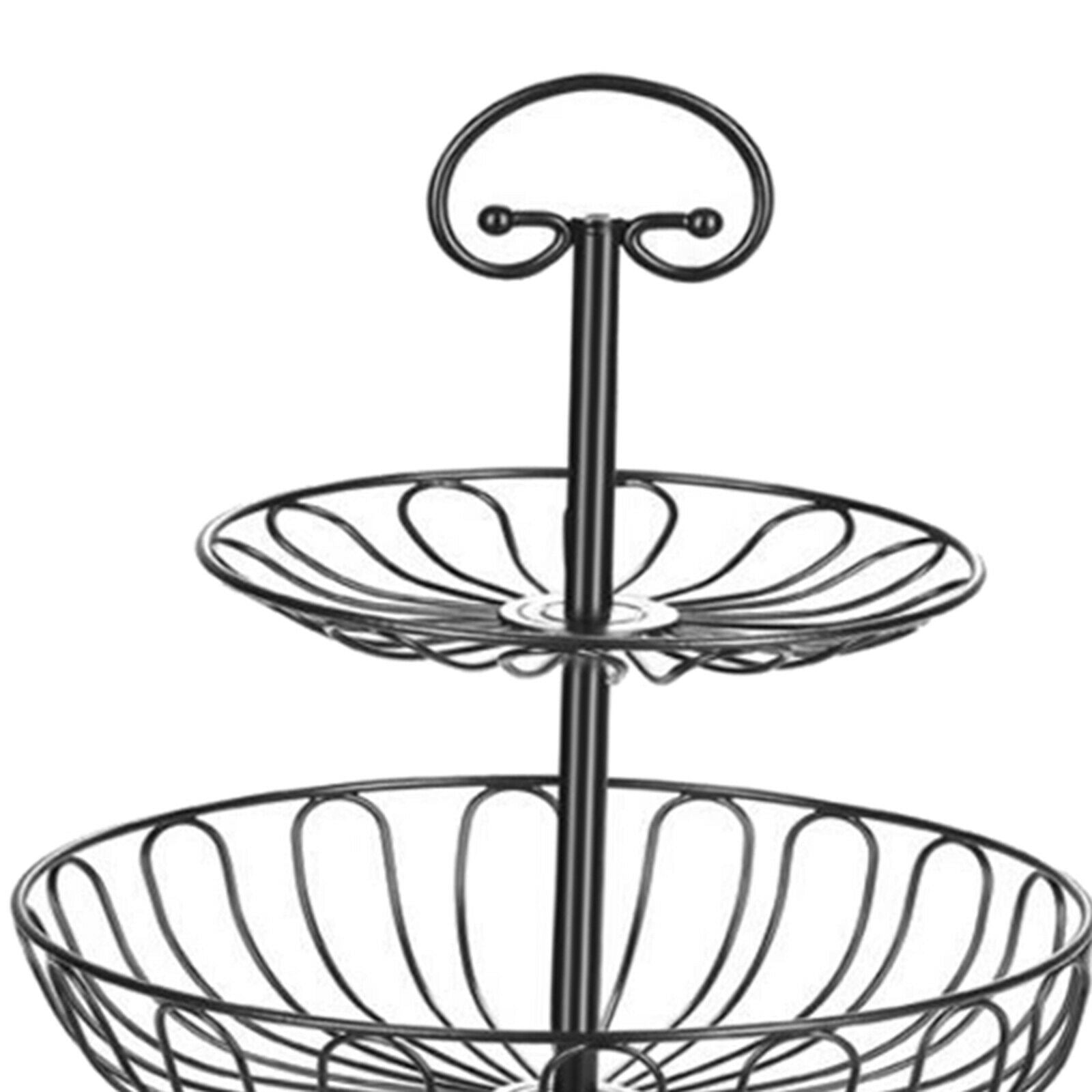 3 Tired Metal Wire Basket Rack Stand for Fruit, Vegetables, Snacks Black
