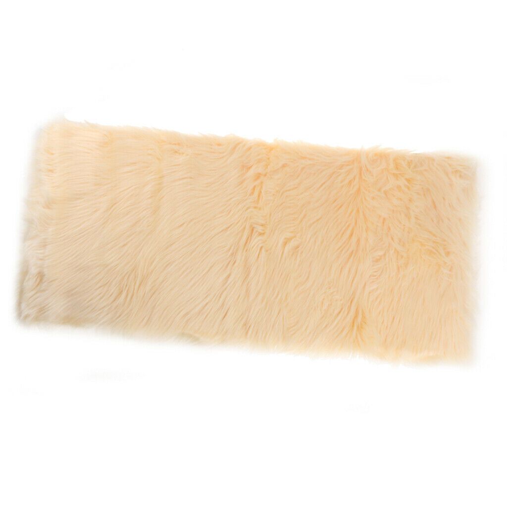 Artificial Sheepskin Rug Fluffy Home Floor Carpet Chair Seat Cushion Beige