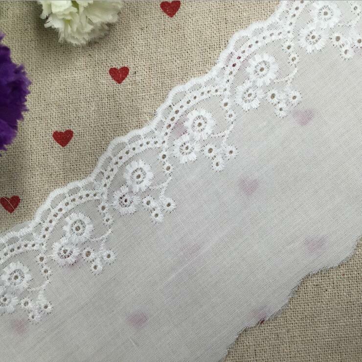 5 Yards White cotton embroidery Flower Lace decoration Sewing clothes crafts