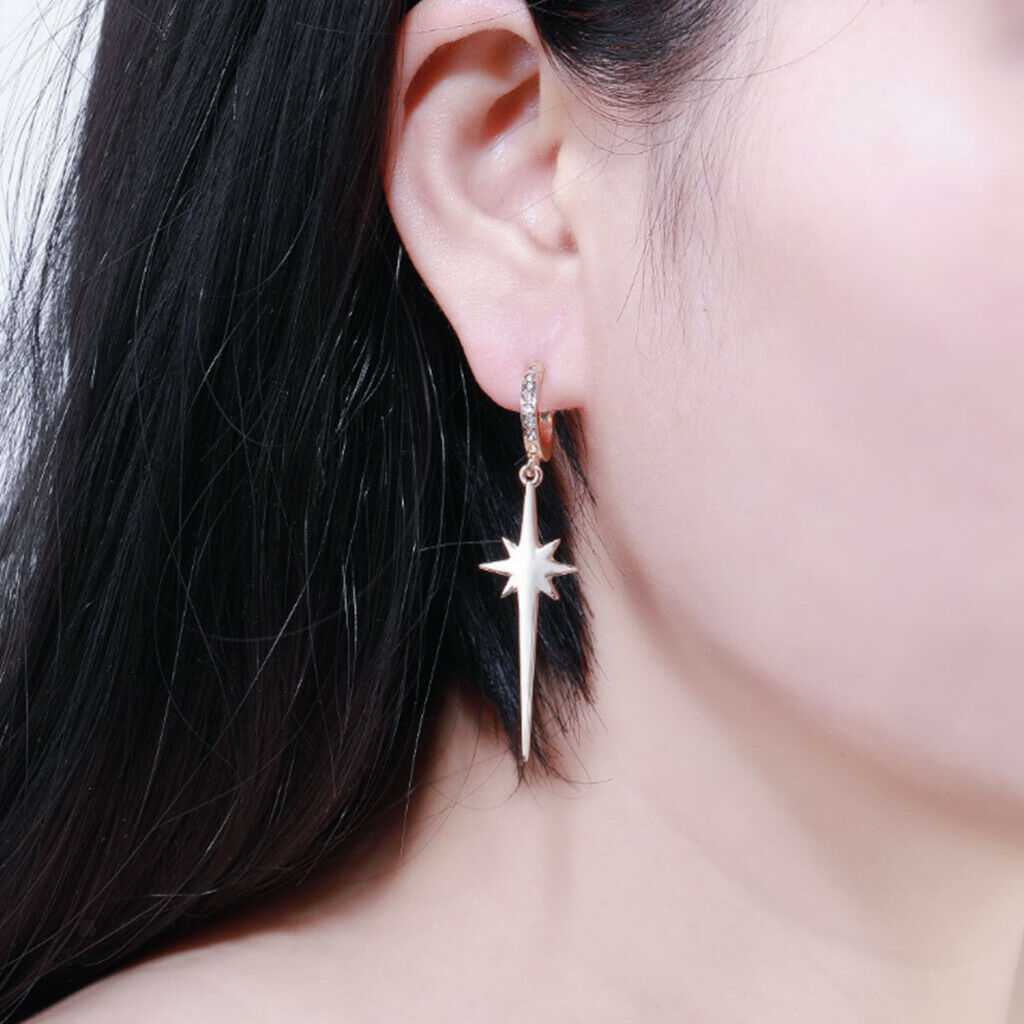 2x Crystals Stud Earrings Simple Dangle Earrings Golden Ear Studs Jewelry