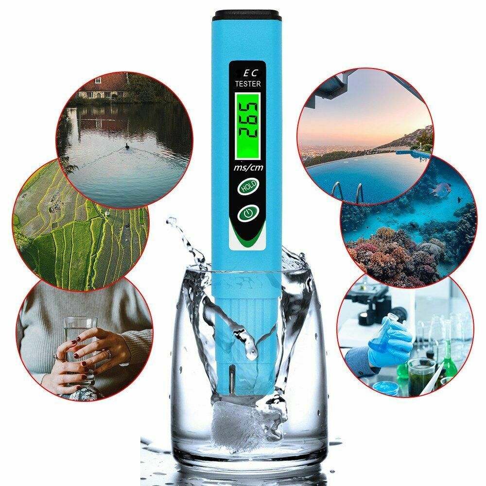 Digital Water Quality Measurement Tool Ec Meter Backlight Conductivity Tester