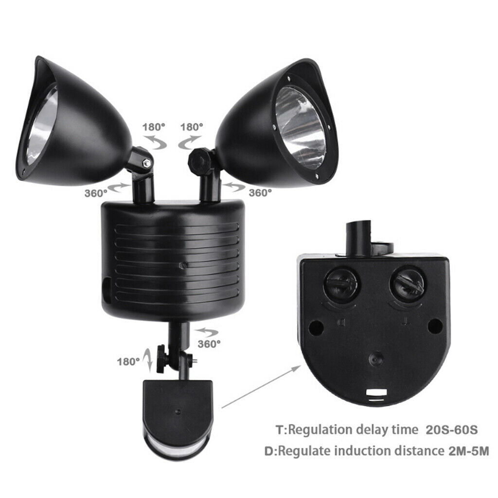 Detector Solar Spot Light Motion Sensor Outdoor 22 LED Floodlight Black