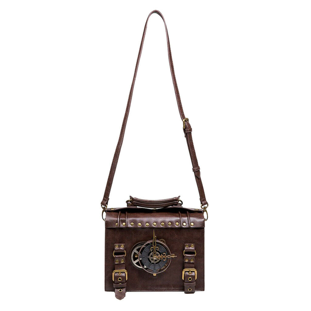 Unisex steampunk handbag shoulder bag leather bag punk shoulder bag