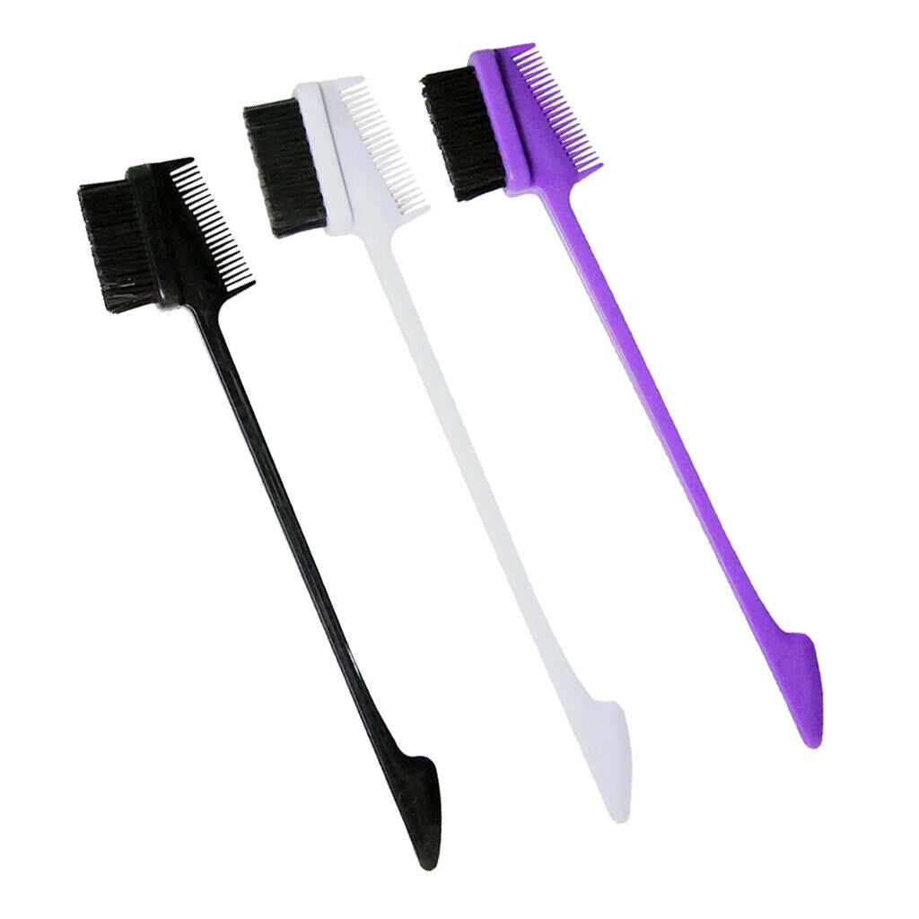 3 Packs 2-In-1 Travel Edge Control Brushes Trimming Shaping Styling Comb