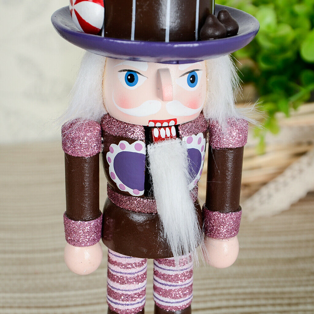25cm Wooden Solider Nutcrackers w/ Cake Cookie Hat Christmas Decoration Ornament