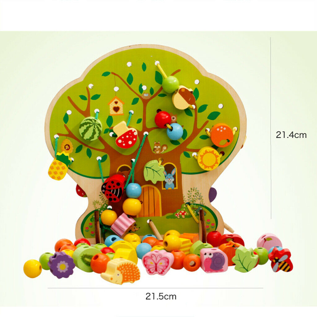 102 Pieces Developmental Baby Color Shapes Cognition Primary Lacing Beads Set