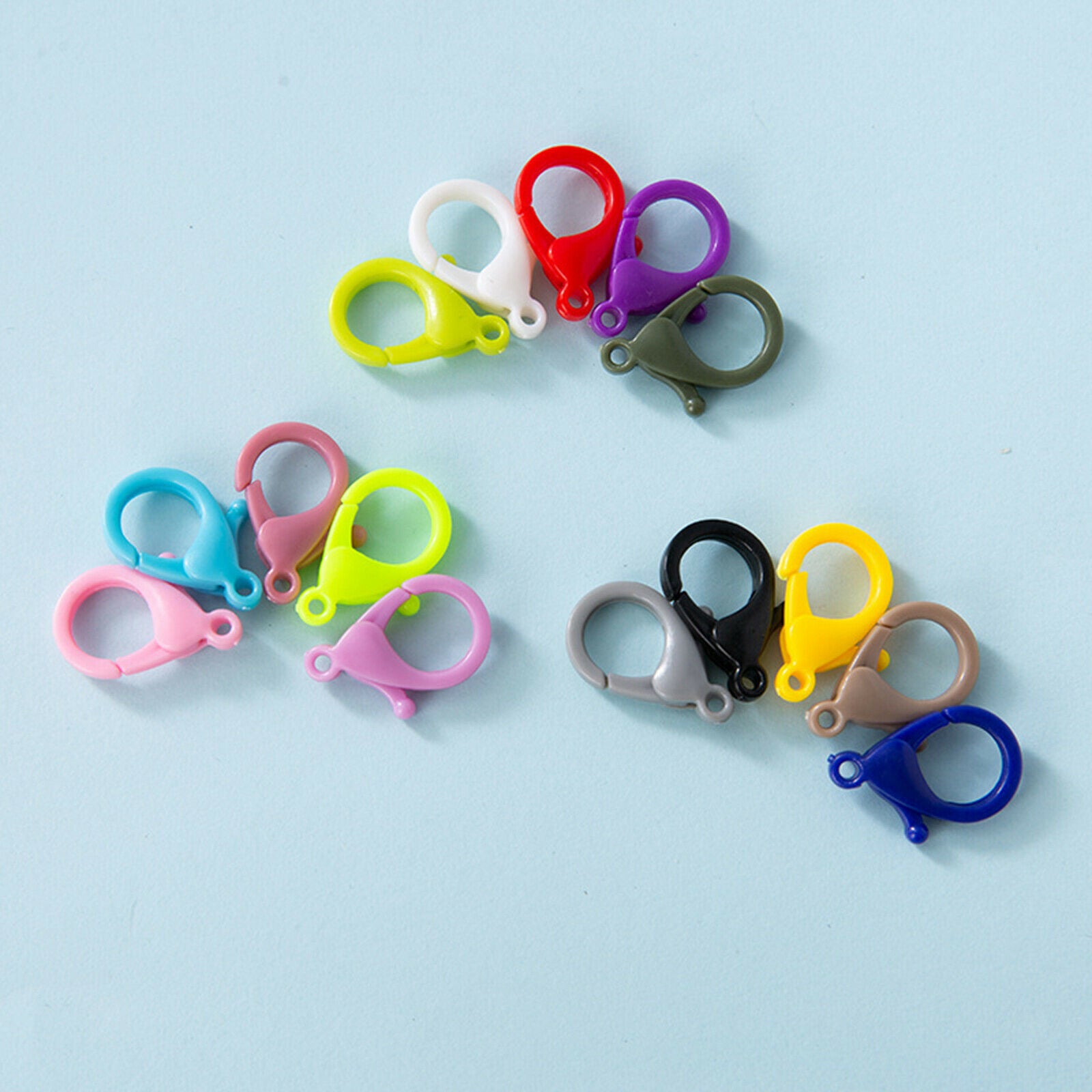 100Pcs Colorful Loster Claw Clasps, Plastic Lobster Clasp Hook Snap Clips for