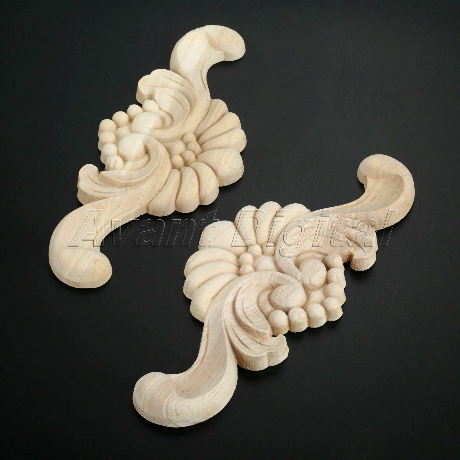 22*9cm Classic Horizontal Applique Unpainted Wooden Carved DIY European Style