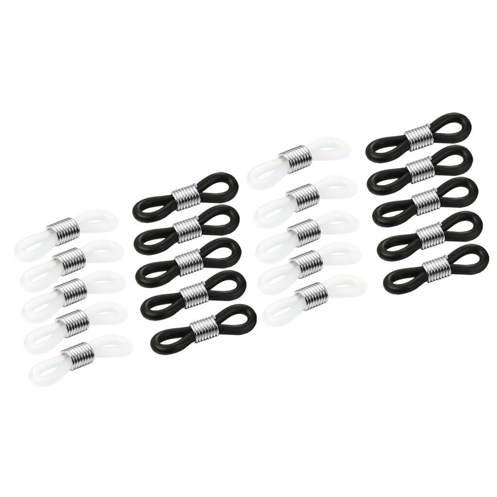 Prettyia 40Pcs Rubber Connectors Ends Eyeglass Holder Repair Chain Cord Loop