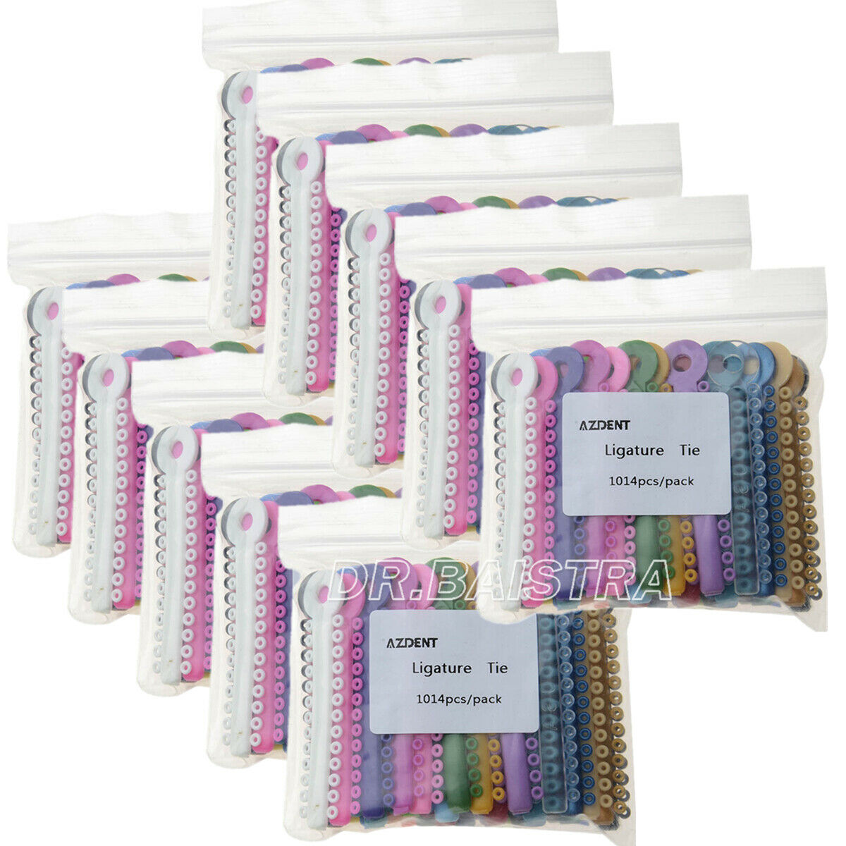 10Packs AZDENT Dental Orthodontic Multi-Colored Ligature Ties 1014PCS/Pack