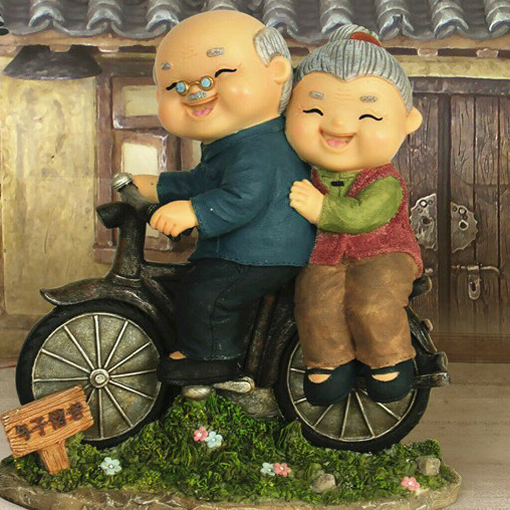 Old Couple Ornament Old Man Granny Home Decoration 08 Bicycle Couple