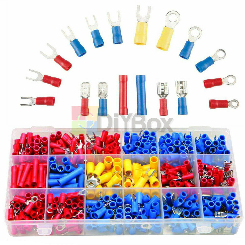 300pcs Assorted Insulated Electrical Wire Cable Terminal Crimp Connector Set PVC