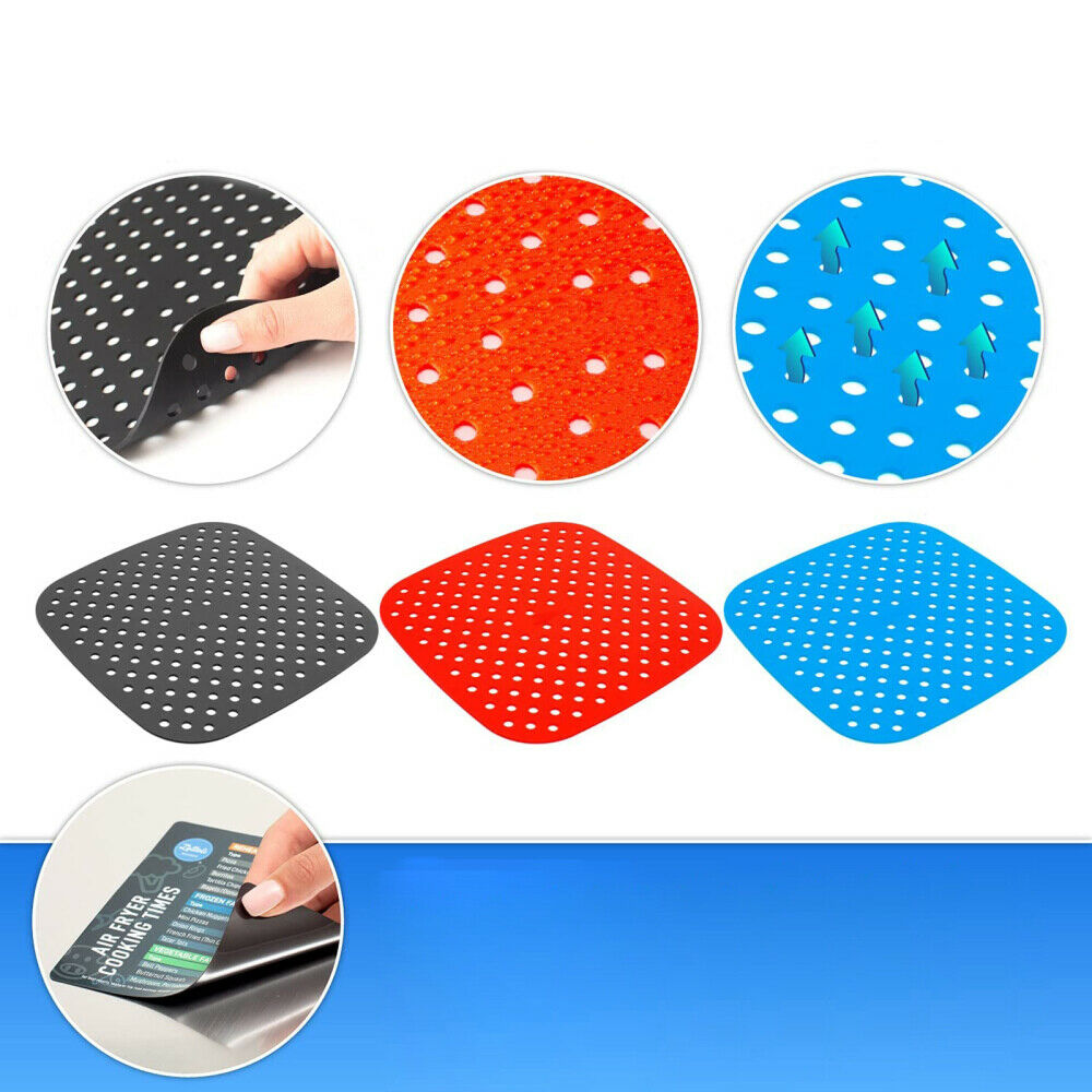 3 Pcs Reusable Air Fryer Liners Non-Stick Silicone Basket Mats BPA Free